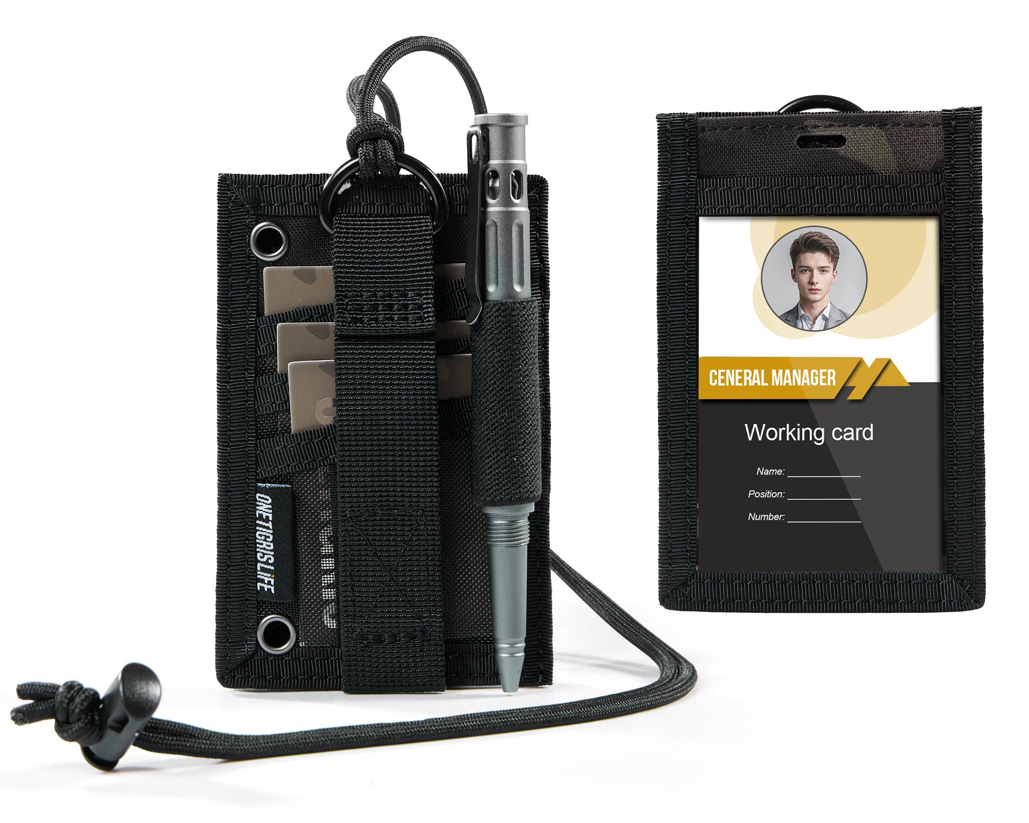 SHOT PUT ID Card Holder 丨 With open-end rings & Velcro panel