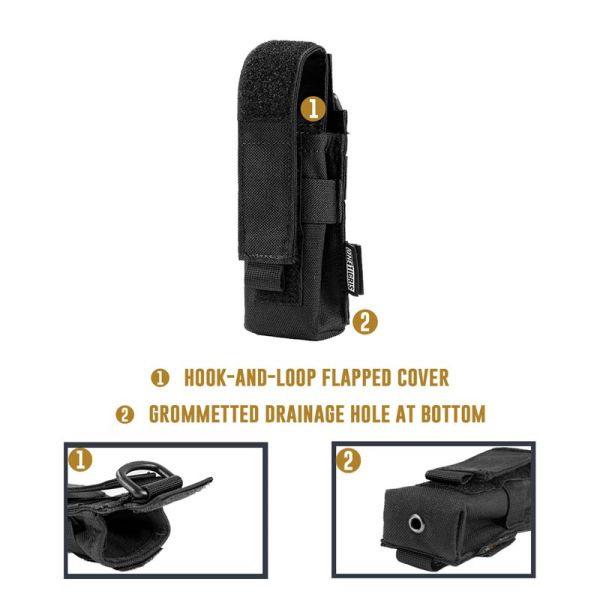 Flashlight Pouch 02 丨MOLLE System & Adjustable Hooks