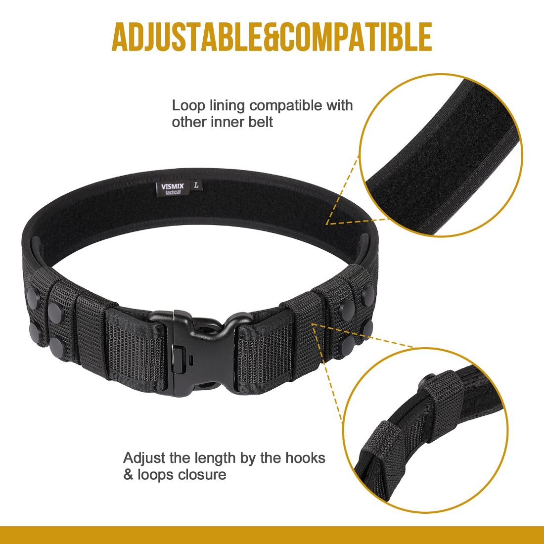 VISMIX 2" Heavy Duty Police Duty Belt with 4 Belt Keepers