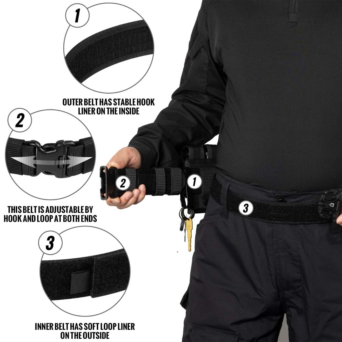 VISMIX 2" Tactical Duty Belt with Inner Belt & Belt Keepers