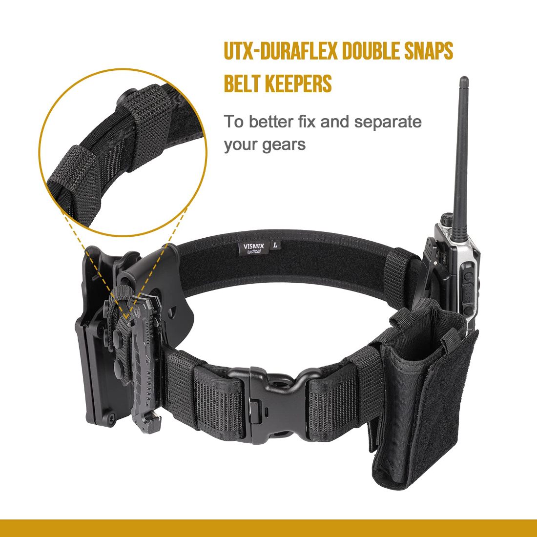VISMIX 2" Heavy Duty Police Duty Belt with 4 Belt Keepers