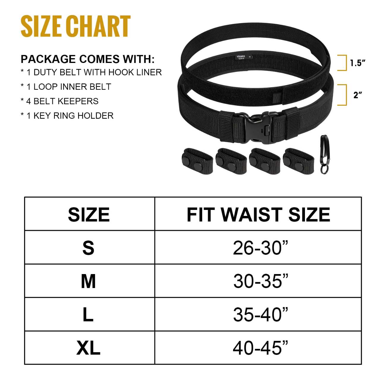 VISMIX 2" Tactical Duty Belt with Inner Belt & Belt Keepers