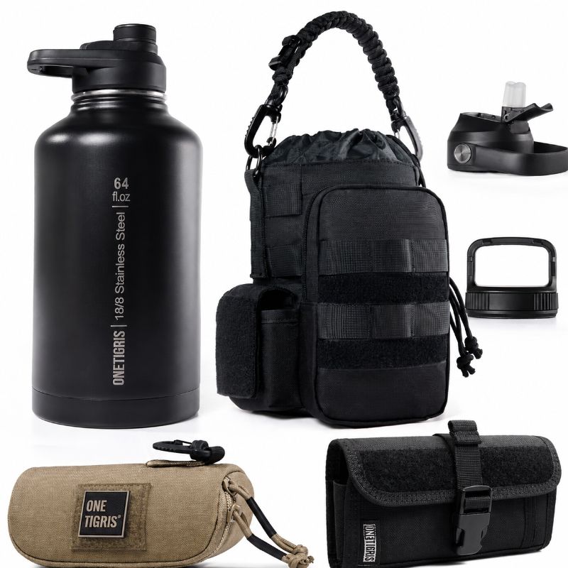 OneTigris 12th Anniversary Tactical Gift Set  | 64oz Water Bottle + Phone Pouch + Glasses Case + Limited Edition Patch