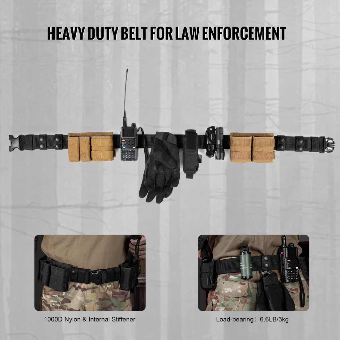 VISMIX 2" Heavy Duty Police Duty Belt with 4 Belt Keepers