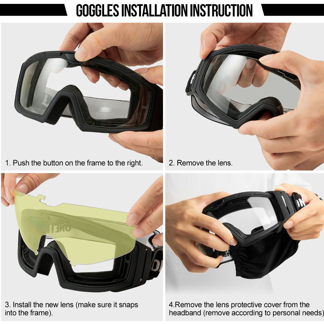 Airsoft goggles with yellow lens for low-light and cloudy conditions
