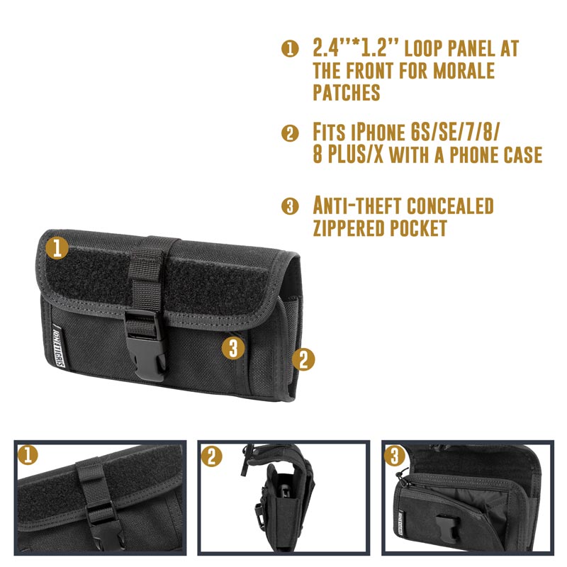 ARMOR ZERO Horizontal Phone Pouch 06 丨MOLLE System &Velcro panel