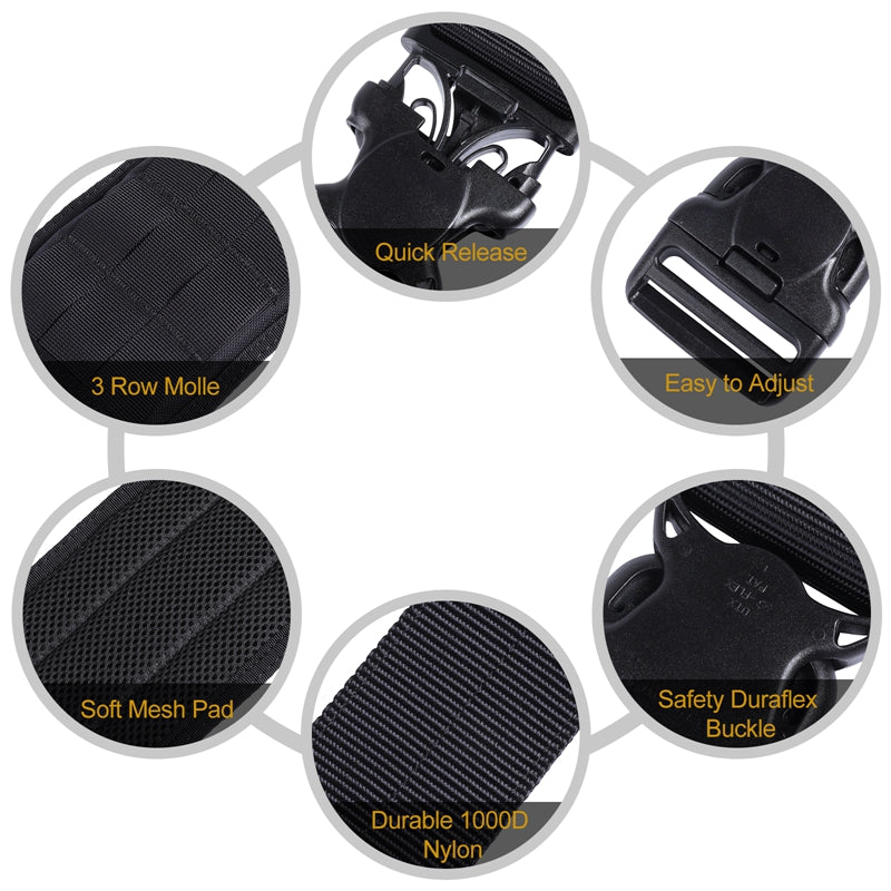 Padded Waist Belt 02 丨MOLLE System & Adjustable Fit