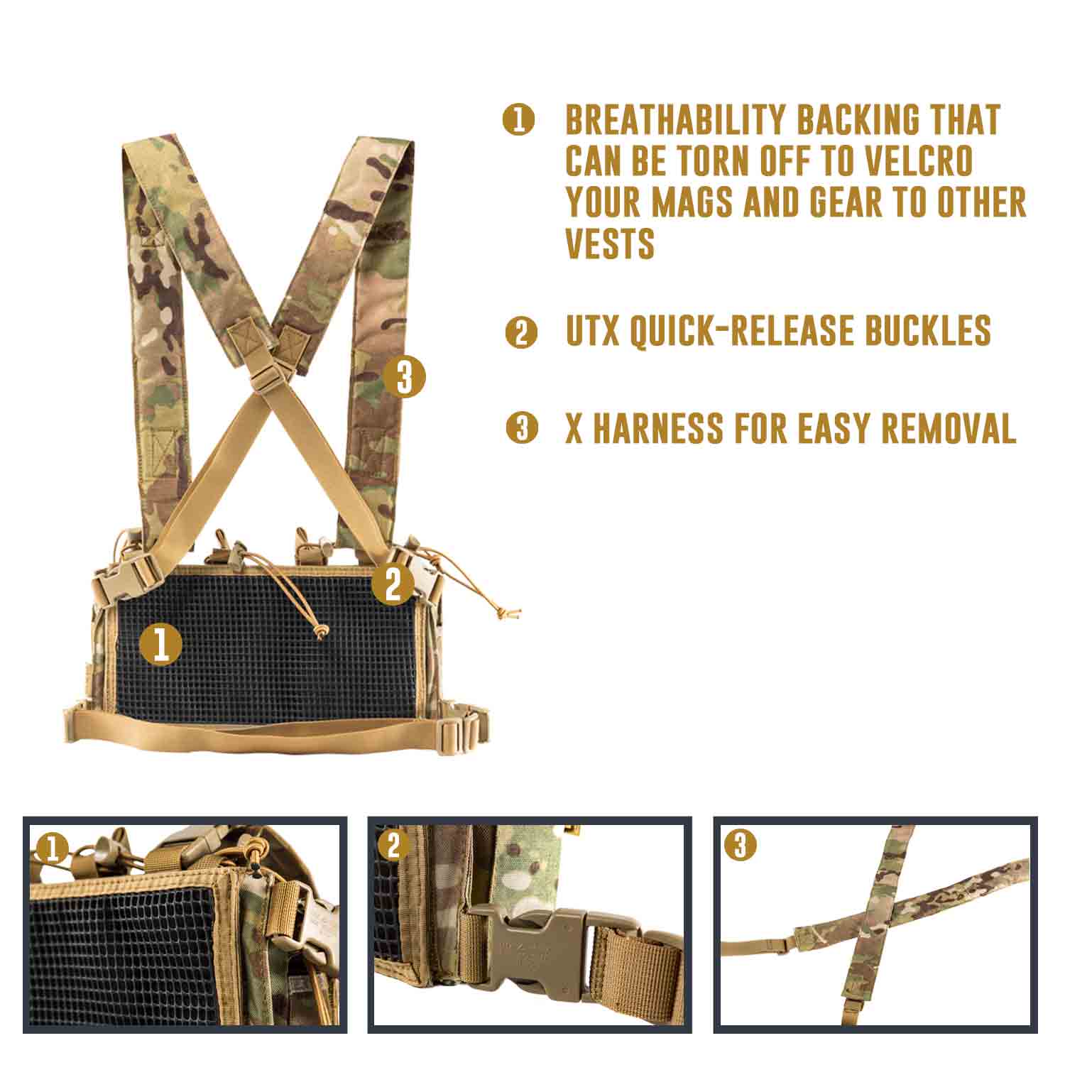 VULTURE Chest Rig 丨 Velcro Panel & MOLLE System