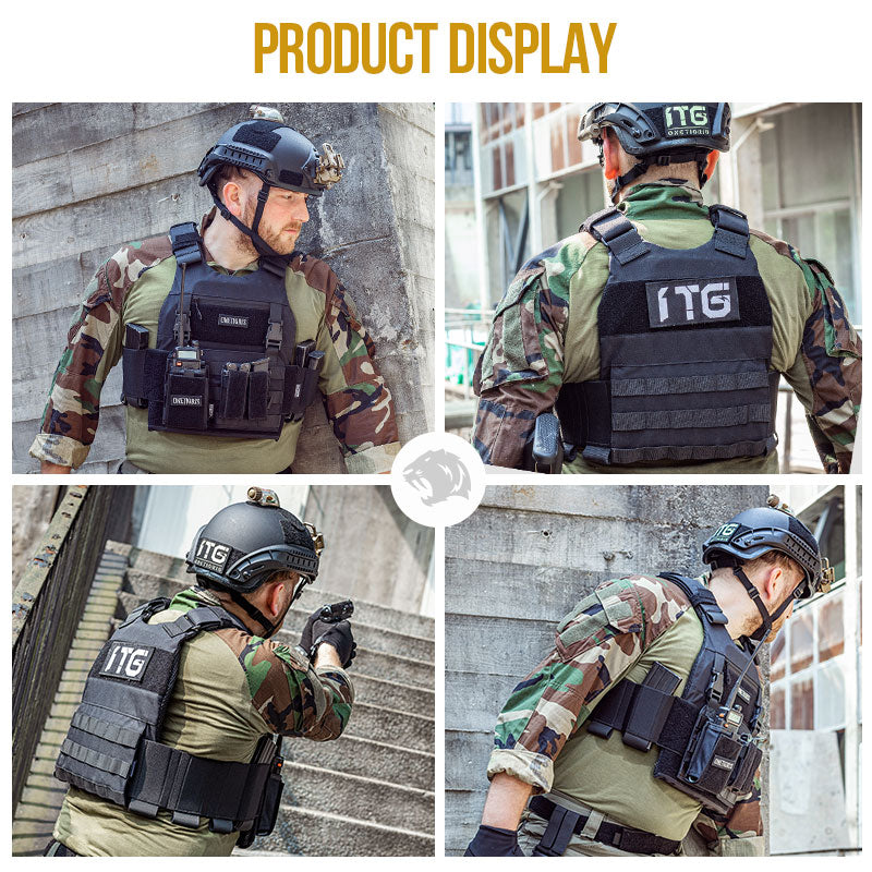 Low Profile Tactical MOLLE Vest 丨Velcro Waist Band & Side Stretch Pockets