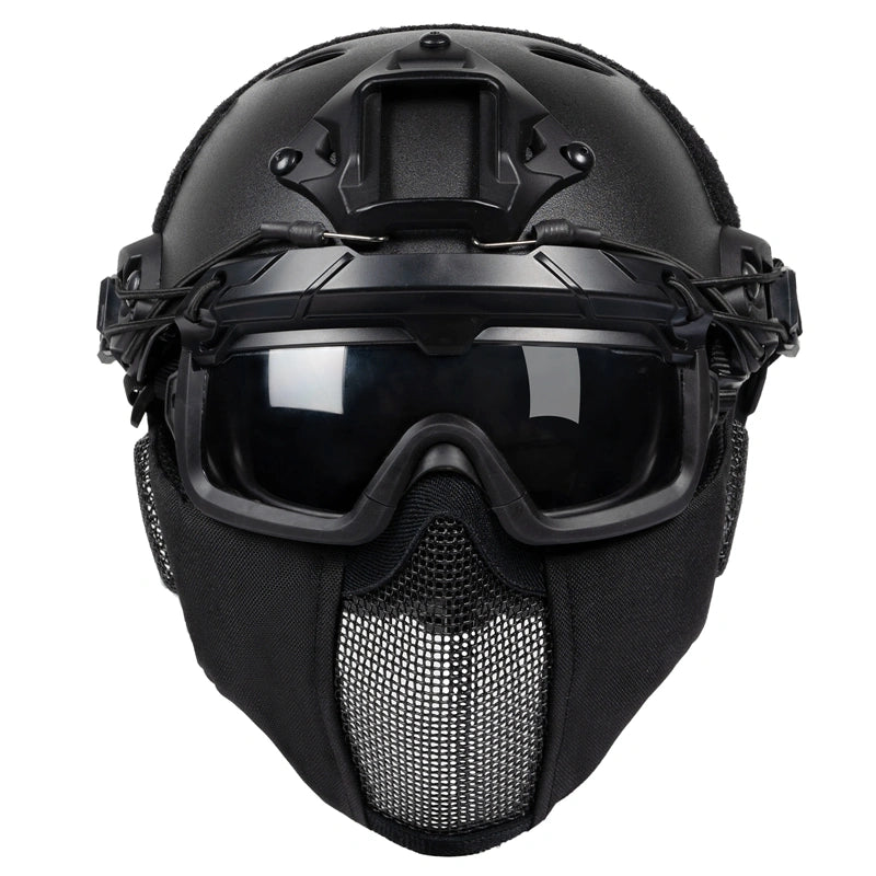 Fast 3-in-1 Tactical Helmet Set  丨Goggles & Mesh Mask Combo