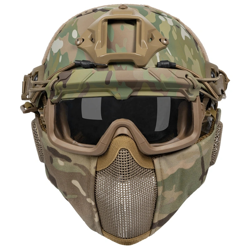 Fast 3-in-1 Tactical Helmet Set  丨Goggles & Mesh Mask Combo