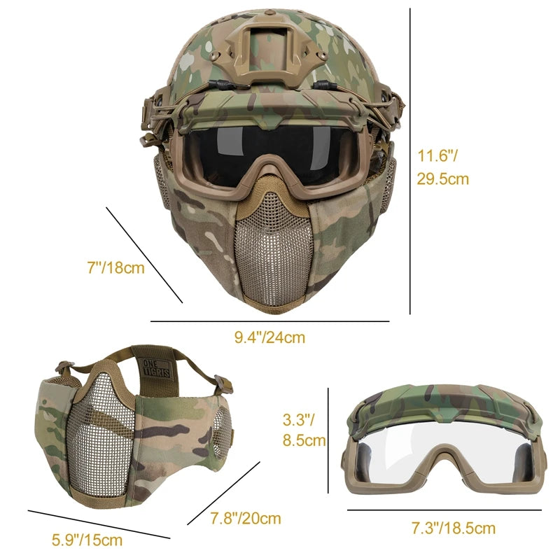 Tactical Helmet 26丨Fast 3-in-1 Airsoft Helmet with Mask & Goggles – OneTigris Tactical