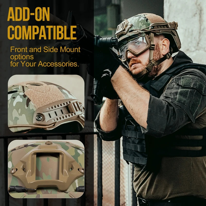 Fast 3-in-1 Tactical Helmet Set  丨Goggles & Mesh Mask Combo