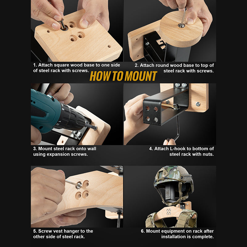 Tactical Gear Wall Mount 05 丨 With Panel rack hook & 40KG Load Capacity