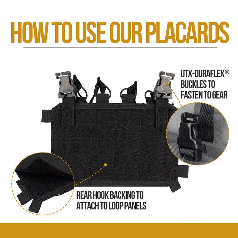 Tactical Placard 04 丨 Hook-and-Loop Backing & Elastic Retention Strap